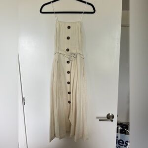NWT Moon River linen strapless button down belted dress size small